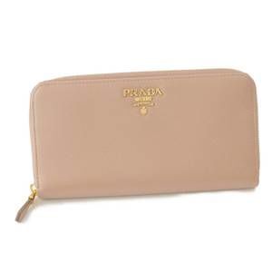 Prada Saffiano Round Zip Wallet Long Wallet Pink